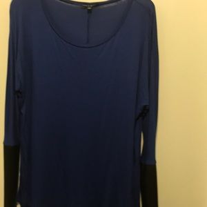 Teal blue Knit and leather top